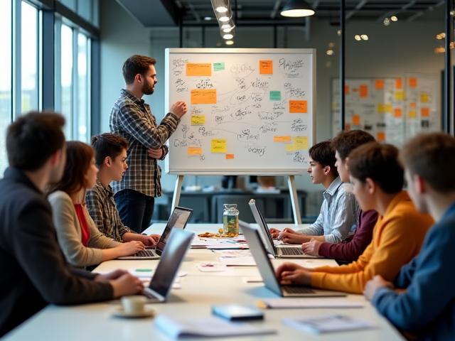 Dynamisches Startup-Team bei einem Brainstorming